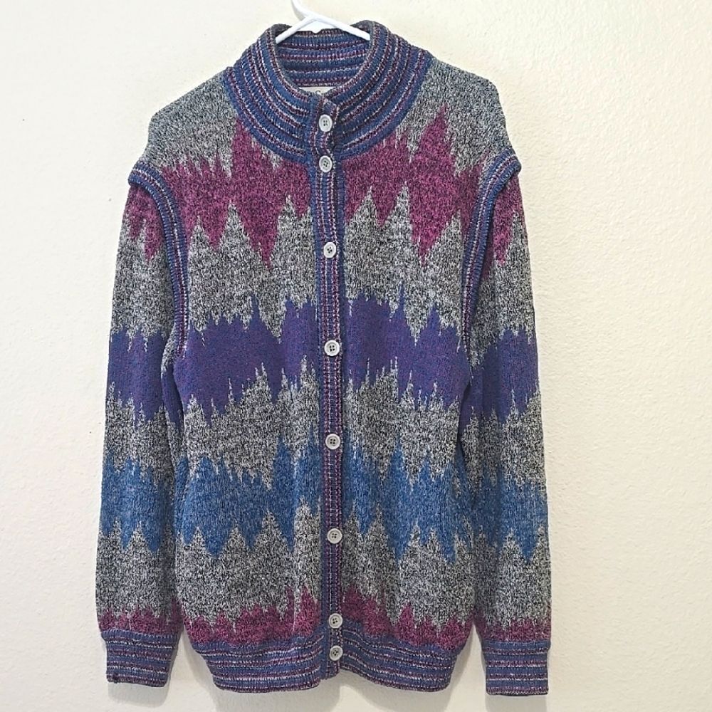 ST. CROIX Rachel Vintage‎  Women's Multicolor Patterned Cardigan  Sweater M